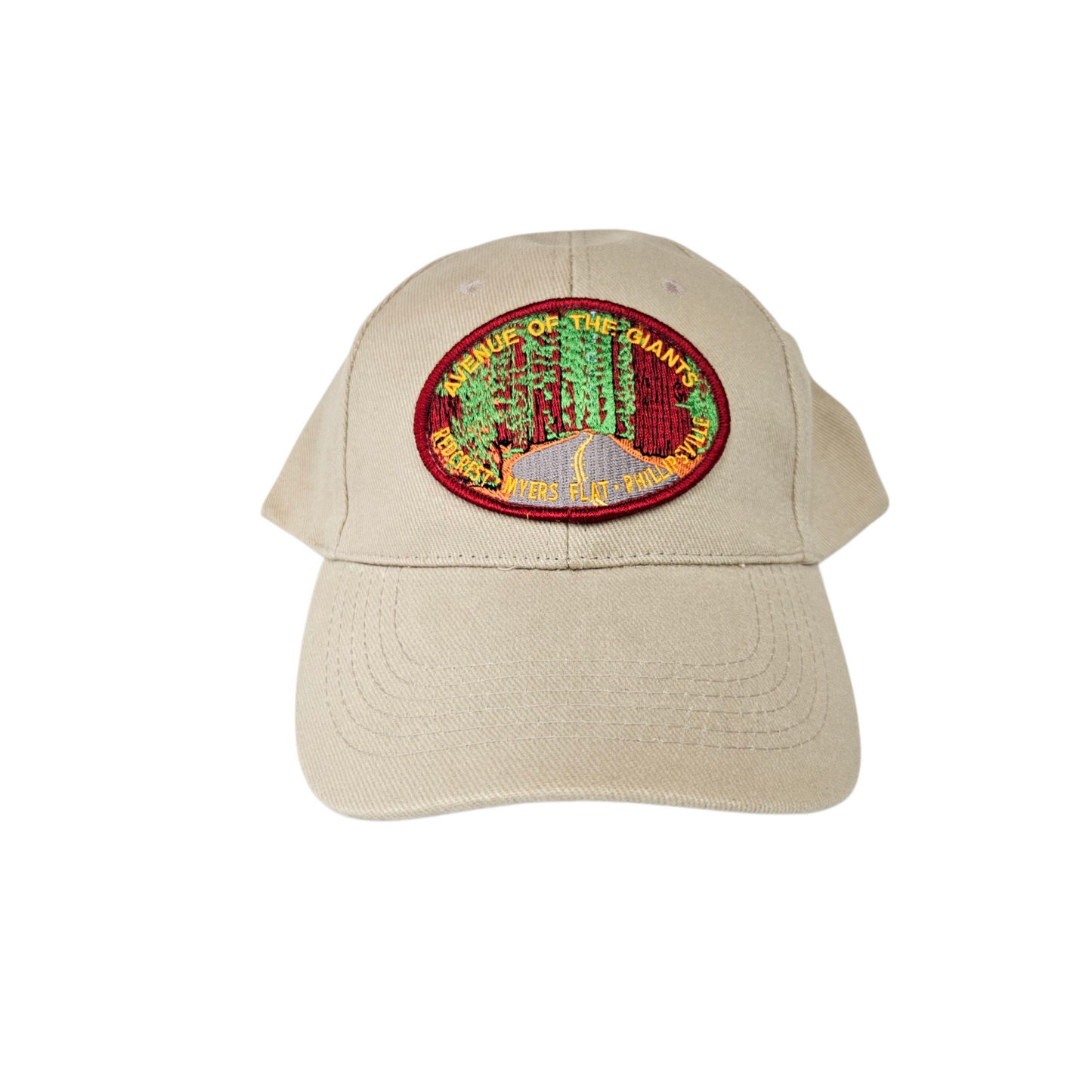 California Redwoods Avenue of the Giants Patch Khaki Basic Hat or Cap - H1076