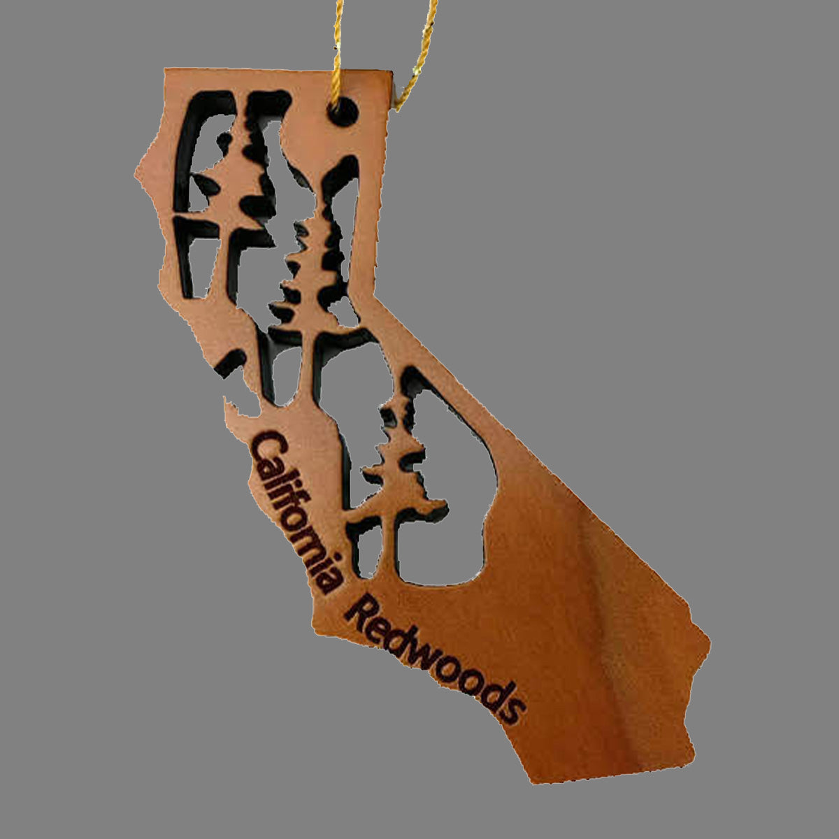 California State Wood Ornament with Redwoods - 1070C