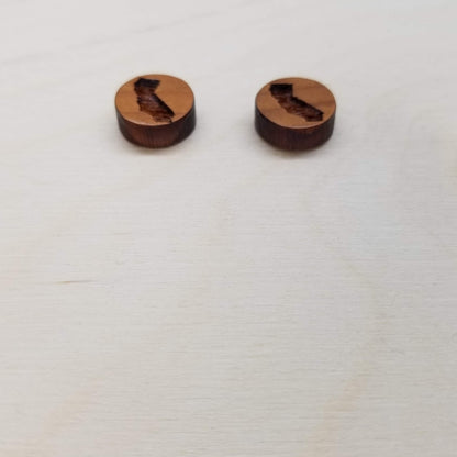 California Shape Earrings - CA State Wood Earrings - Post Stud Earrings