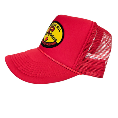 Confusion Hill Oval Patch Red Trucker Mesh Hat or Cap - H1074