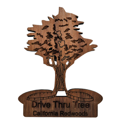 Drive Thru Tree Souvenir Magnet Made in USA California Redwoods Handmade Wood Redwood Magnet