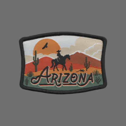 Arizona Patch – AZ Cowboy Horse Cacti Souvenir – Travel Iron On Applique CO Patch Embellishment 3.13" Woven Badge Emblem