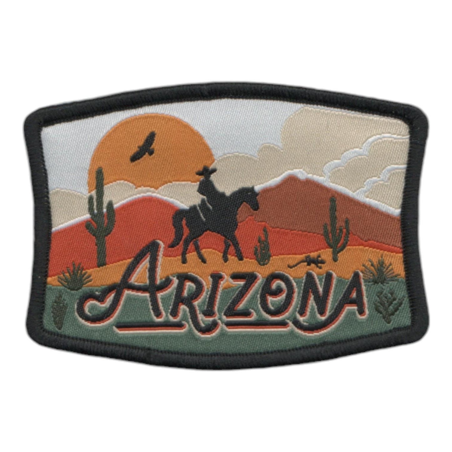 Arizona Patch – AZ Cowboy Horse Cacti Souvenir – Travel Iron On Applique CO Patch Embellishment 3.13" Woven Badge Emblem