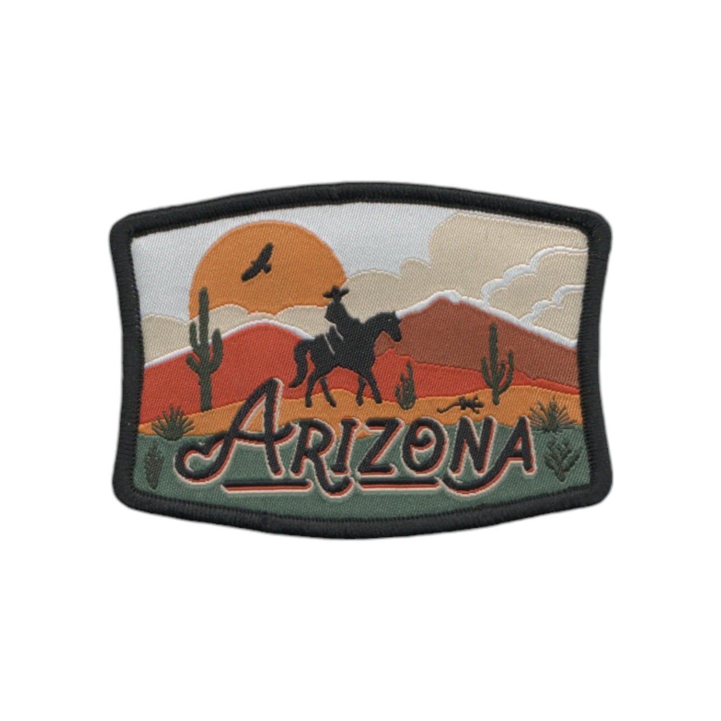 Arizona Patch – AZ Cowboy Horse Cacti Souvenir – Travel Iron On Applique CO Patch Embellishment 3.13" Woven Badge Emblem