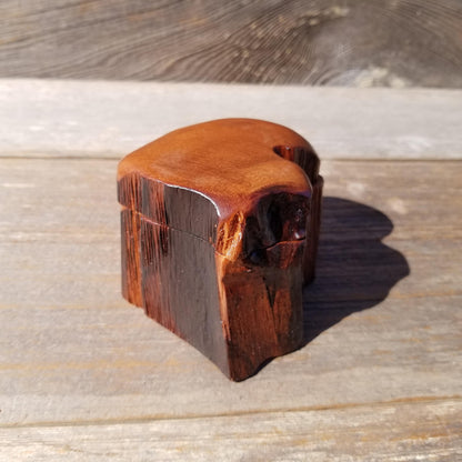 Wood Ring Box Redwood Rustic Handmade California #537 Storage Live Edge Mini Birthday Gift Christmas Gift Mother's Day Gift