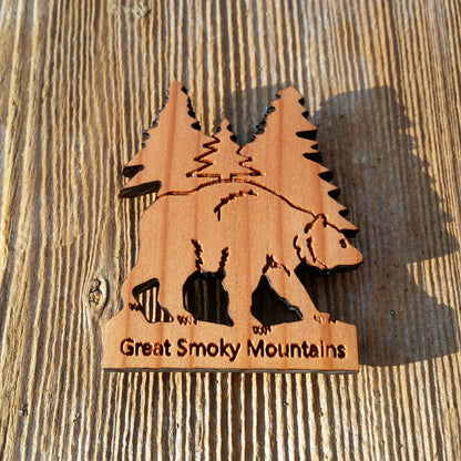 Wholesale Great Smoky Mountains Bear Tree Wood Magnet Souvenir