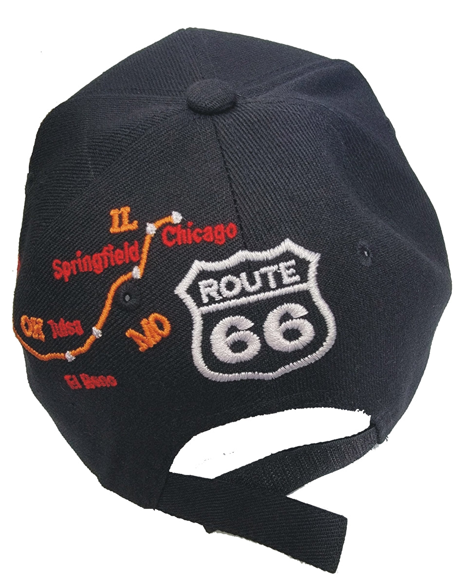 ROUTE 66 City Road Black  Map Cap Hat - H1016BK
