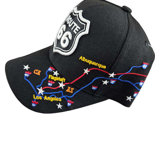 ROUTE 66 Black Shadow Road City Map Cap Hat -  H1023