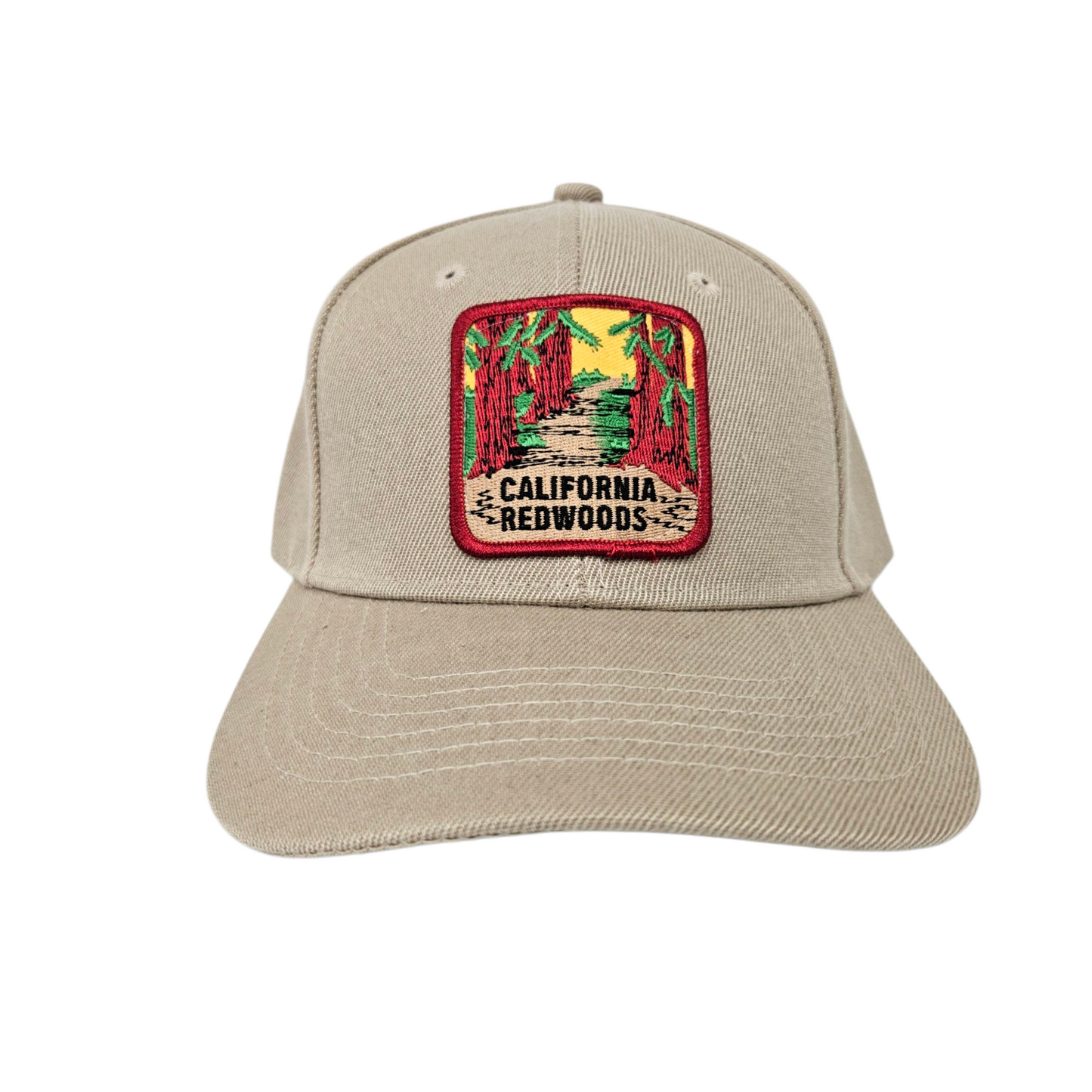 CALIFORNIA REDWOODS Square Patch Basic Khaki Hat or Cap - H1035
