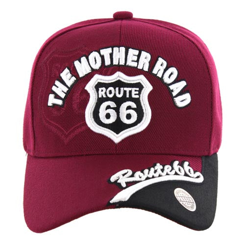 ROUTE 66 MOTHER ROAD Burgundy or Maroon cap or Hat Route 66 Souvenir - H1047