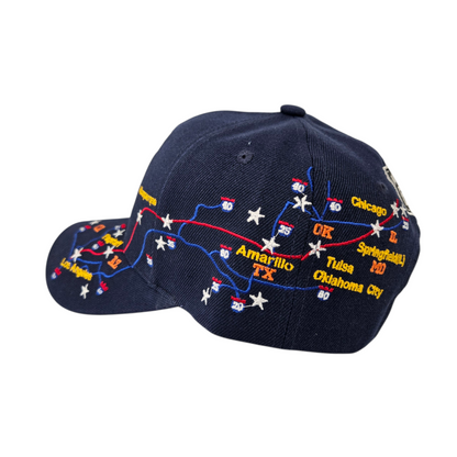 ROUTE 66 Navy Shadow Map Cap Hat -  H1065