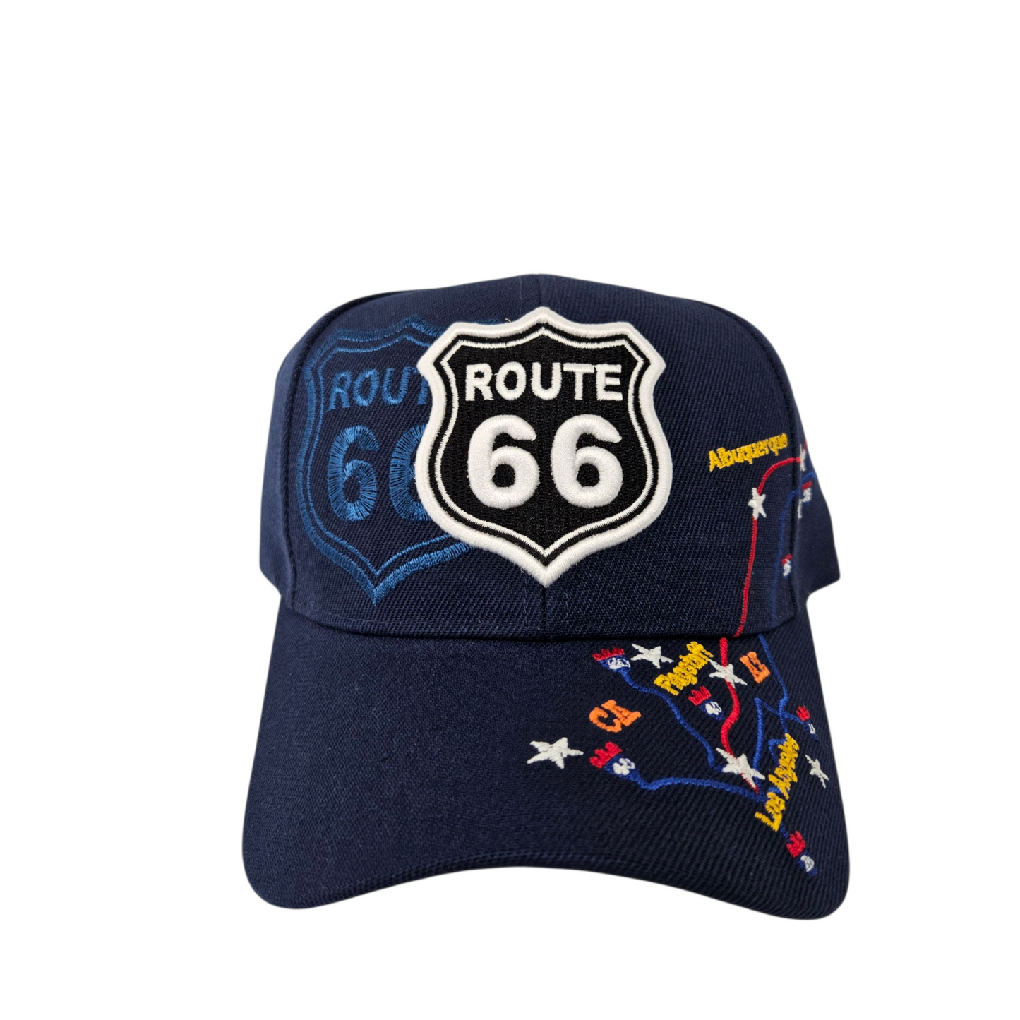 ROUTE 66 Navy Shadow Map Cap Hat -  H1065