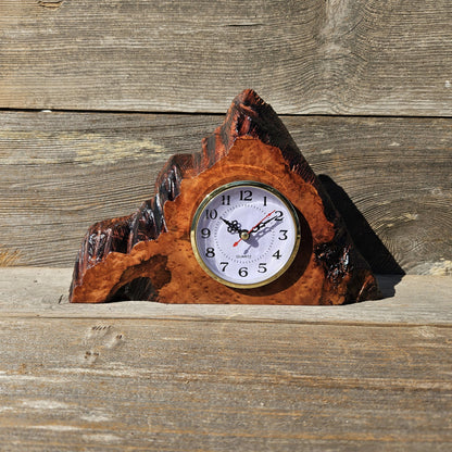 Redwood Burl Wood Clock Mantle Desk Office Gifts for Men Sitting Wood Birdseye Table Shelf #655