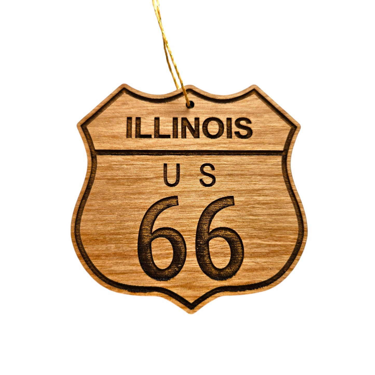 Route 66 Ornament - Illinois - Christmas Road Sign Wood