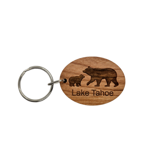 Wholesale Lake Tahoe Bear and Cub Keychain Wood Keyring Souvenir