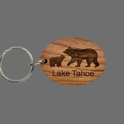 Wholesale Lake Tahoe Bear and Cub Keychain Wood Keyring Souvenir