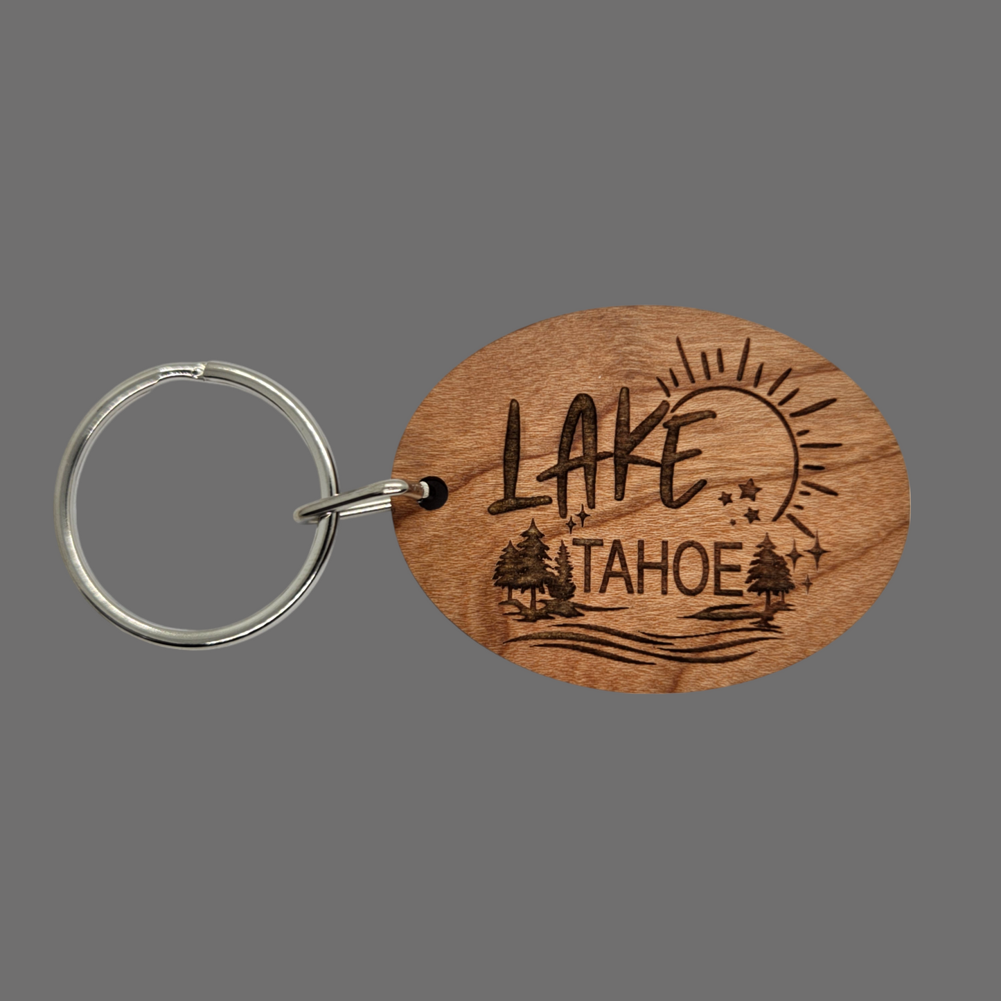 Wholesale Lake Tahoe Sun Trees Water Keychain Wood Keyring Souvenir