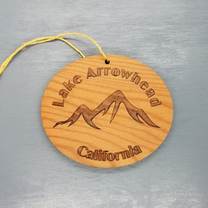 Lake Arrowhead Ornament Handmade Wood Ornament California Souvenir Resort San Bernardino Mountains