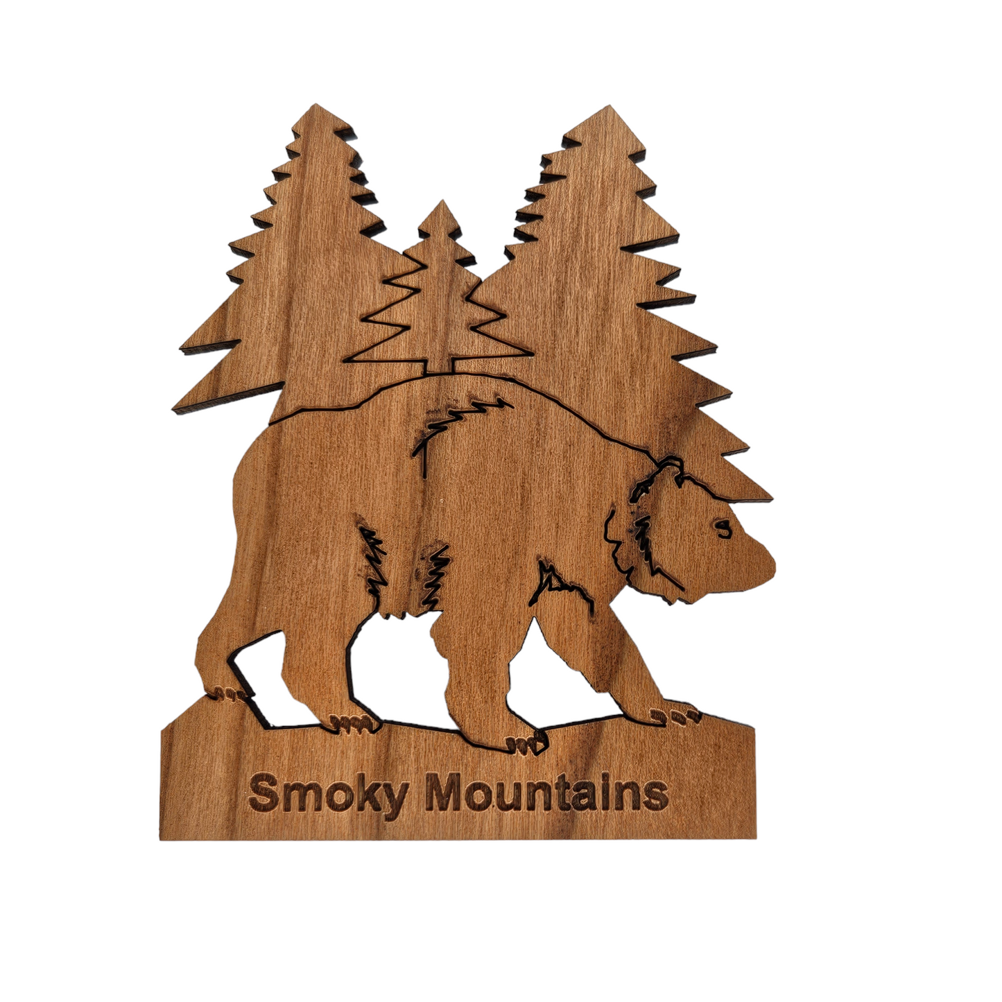 Wholesale Smoky Mountains Bear and Trees Wood Magnet Souvenir