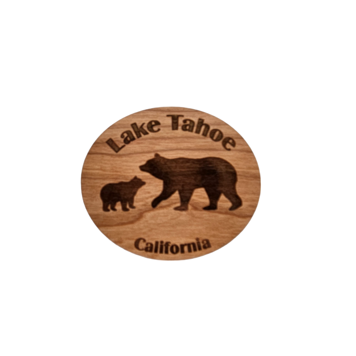 Wholesale Lake Tahoe Mama Bear and Cub Magnet Wood Souvenir