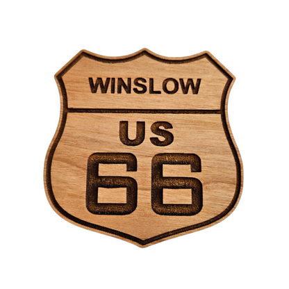Winslow Arizona Route 66 Road Sign Wood Magnet Souvenir - M4052