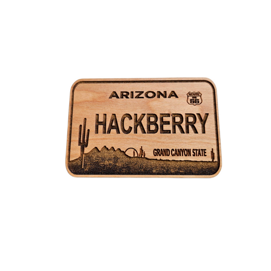Hackberry Arizona Route 66 License Plate Wood Magnet Souvenir - M4055
