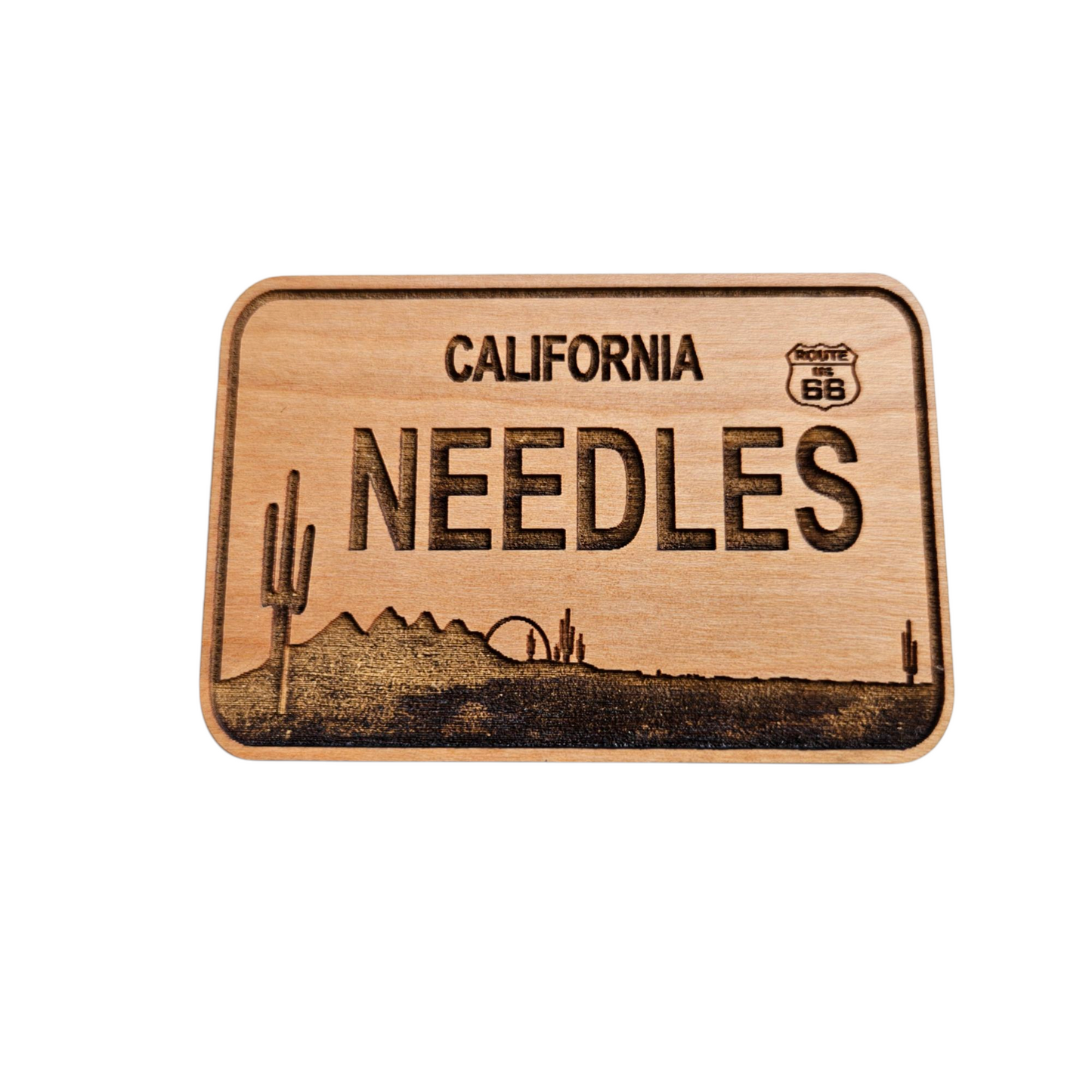 Needles California Route 66 License Plate Wood Magnet Souvenir - M4056