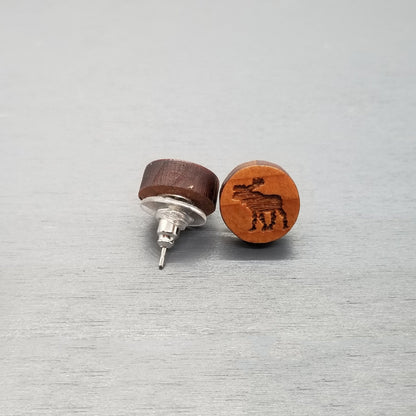 Wholesale Moose Earrings - Wood Earrings - Wood Stud Earrings - Post Earrings