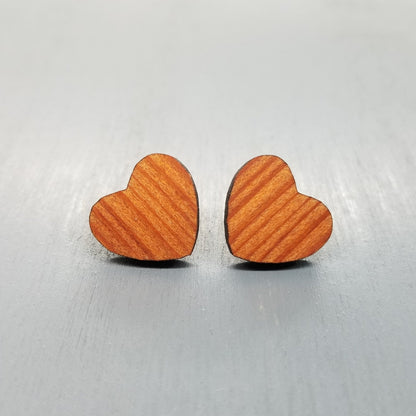 Wholesale Wood Earrings - Med Heart Wood Earrings - Stud Earrings - Post Earrings