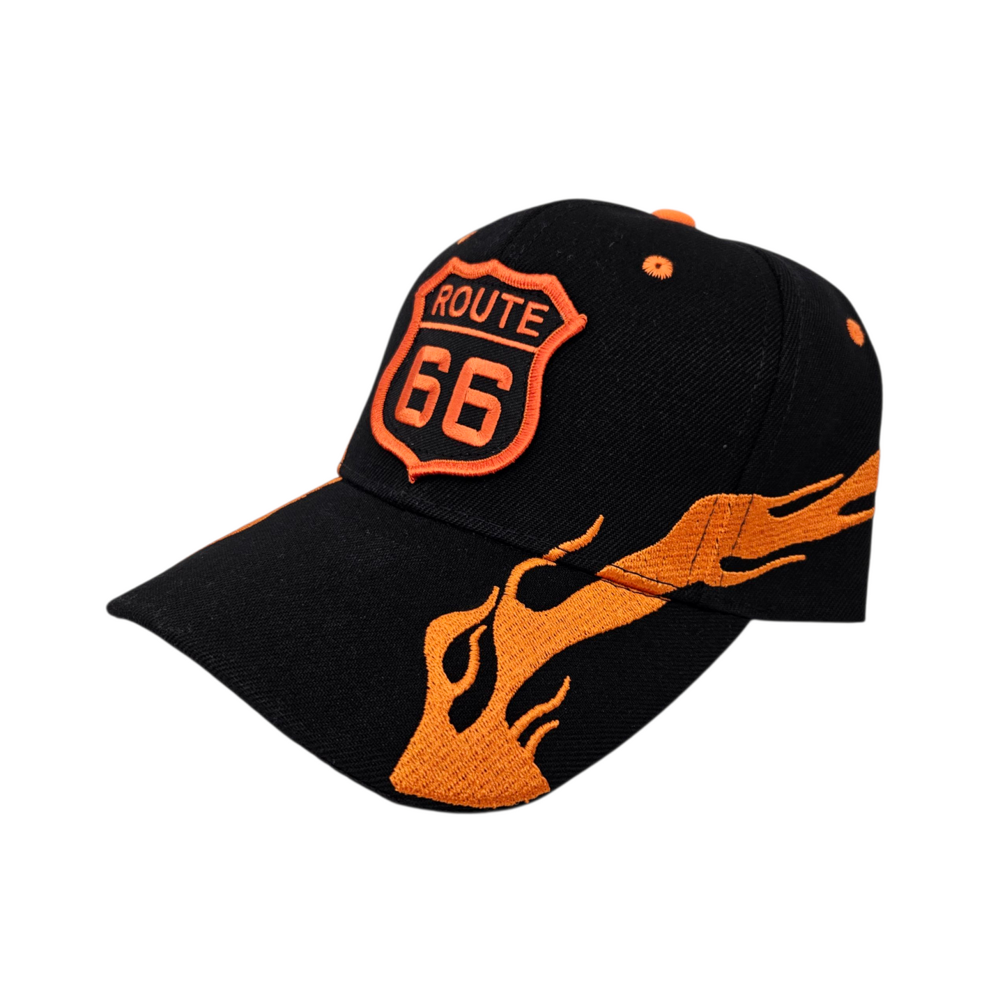 Route 66 Orange Flame Fire Hat or Cap Souvenir - H6876