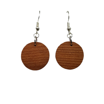 Redwood Earrings - Circle Wood Earrings - California Redwood Dangle Earrings - CA Souvenir Keepsake