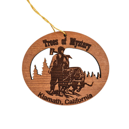 Wood Christmas Ornament Trees of Mystery Oval California Redwoods Laser Cut Handmade Wood Ornament Made in USA