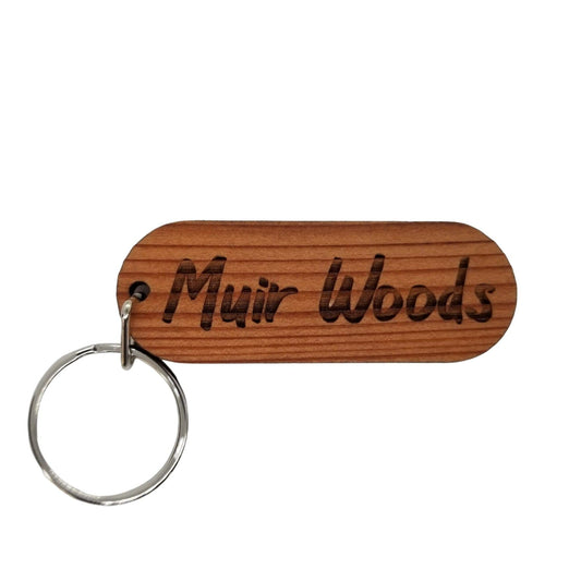 Wholesale Muir Woods Wood Keychain Spellout Souvenir Wood Gift Key Chain - Key Ring - San Francisco CA Redwoods