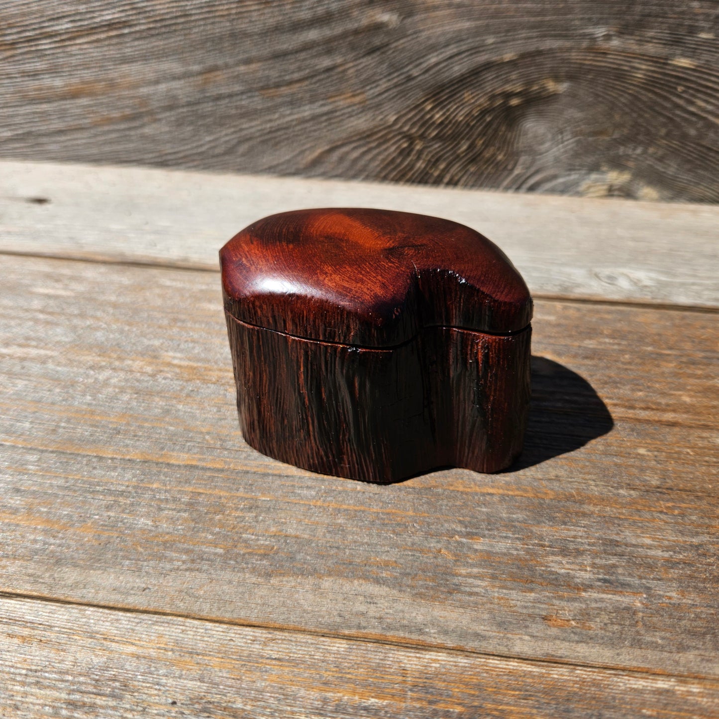 Wood Ring Box Redwood Rustic Handmade California #679 Storage Live Edge Gift