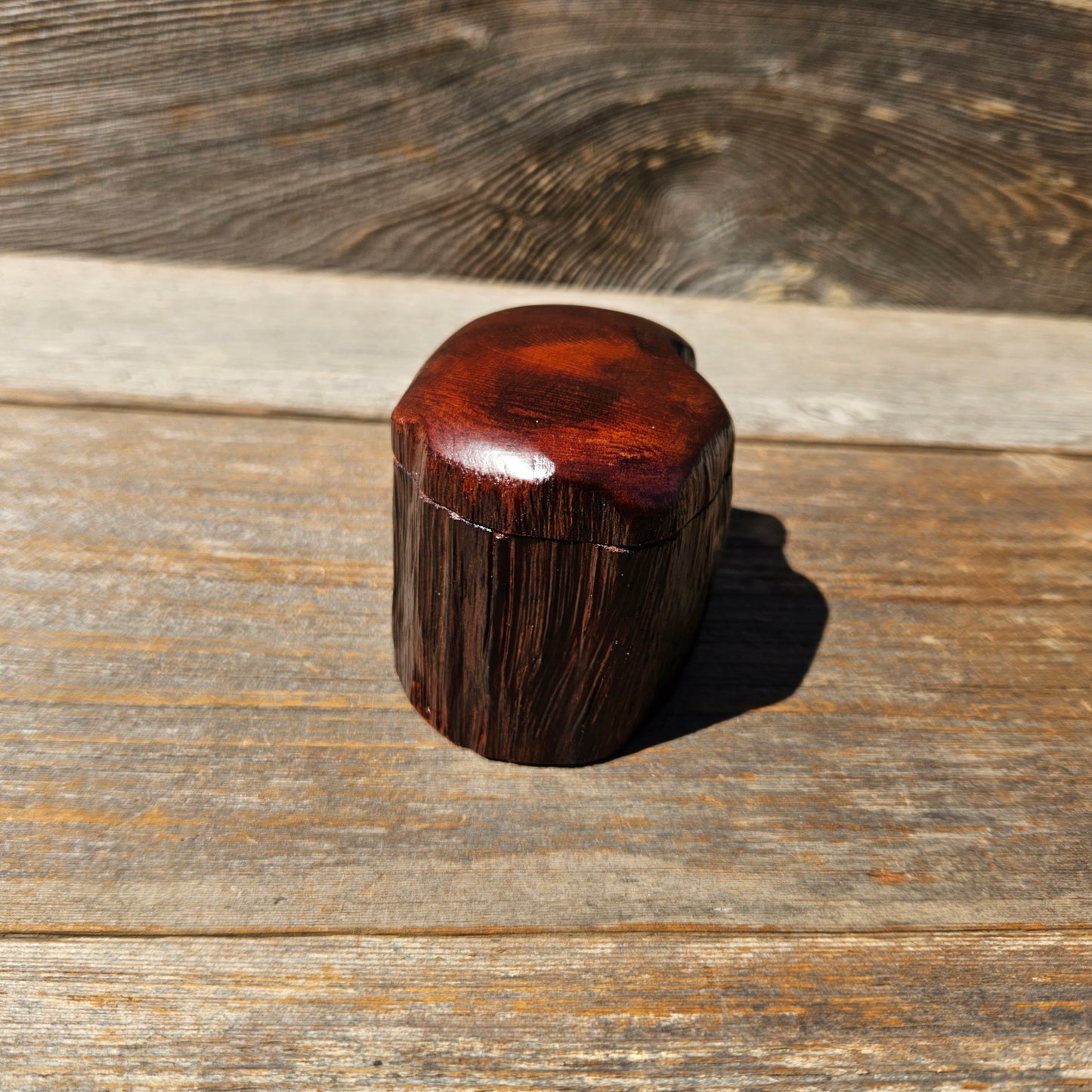 Wood Ring Box Redwood Rustic Handmade California #679 Storage Live Edge Gift