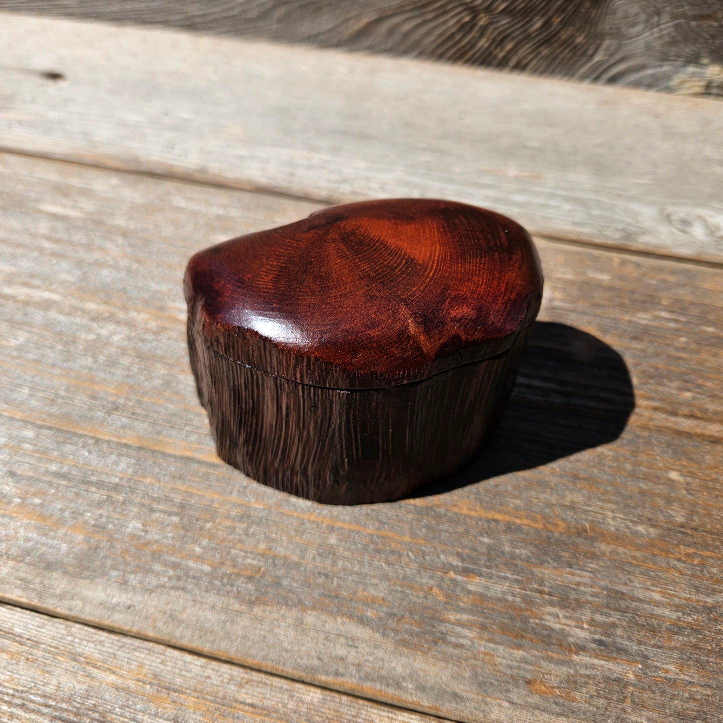 Wood Ring Box Redwood Rustic Handmade California #679 Storage Live Edge Gift