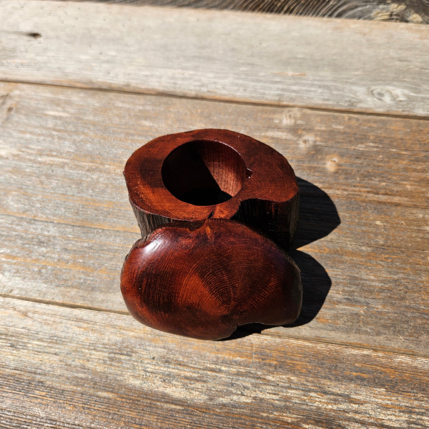 Wood Ring Box Redwood Rustic Handmade California #679 Storage Live Edge Gift