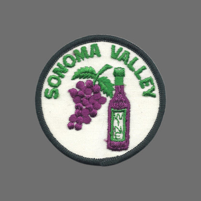 Vintage SONOMA VALLEY Wine and Grapes Souvenir Patch SEW ON 3 Inch - SONOMA37
