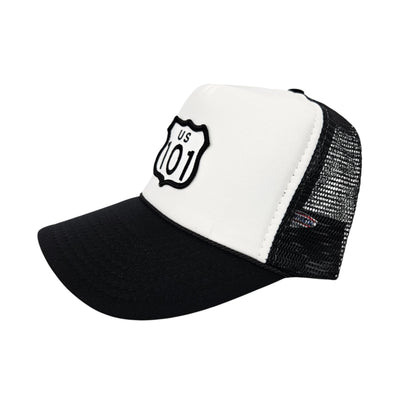US 101 Patch on Black and White Trucker Mesh Hat or Cap Hwy - H1077