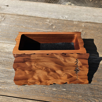 Handmade Wood Box with Redwood Tree Engraved Rustic Handmade #614 California Redwood Jewelry Box Storage Box