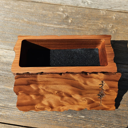 Handmade Wood Box with Redwood Tree Engraved Rustic Handmade #614 California Redwood Jewelry Box Storage Box