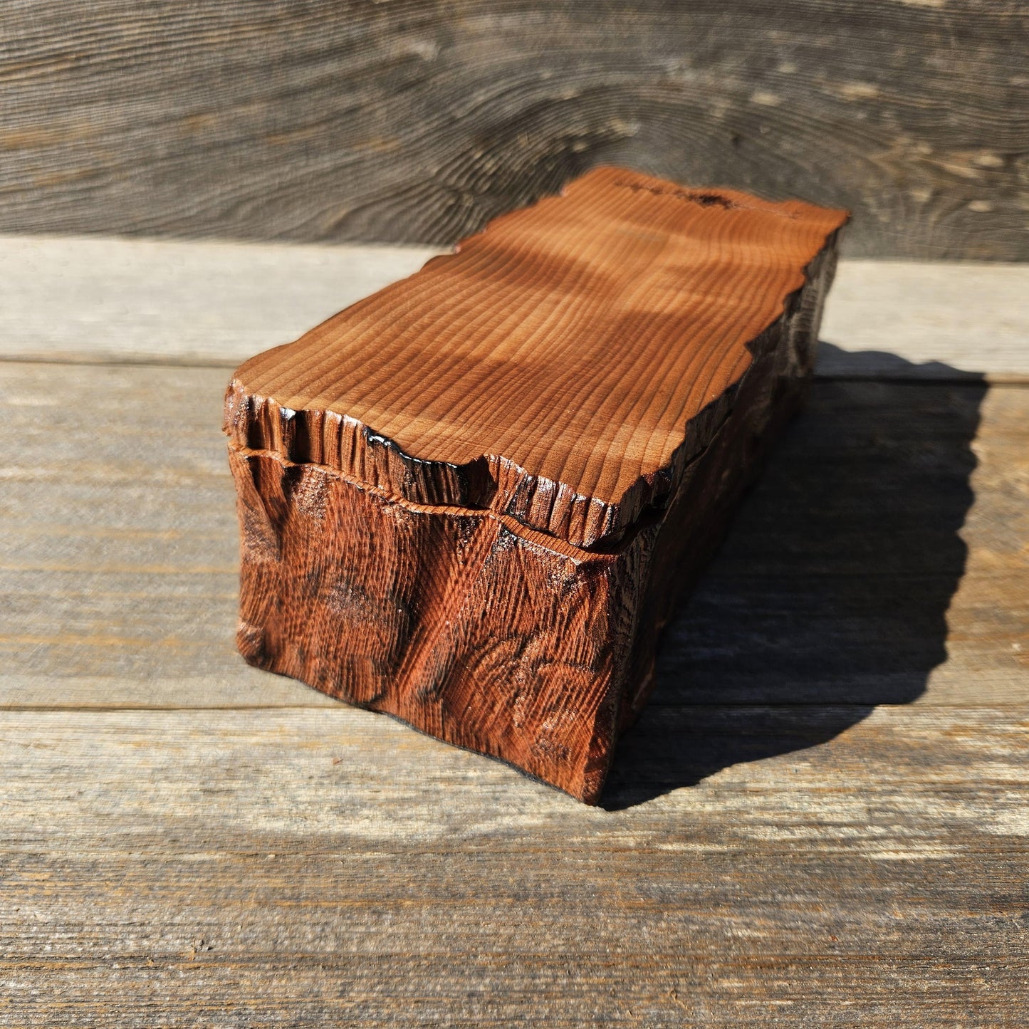 Wood Valet Box Curly Redwood Tree Engraved Rustic Handmade CA Storage #605 Handcrafted Christmas Gift Engagement Gift for Men Jewelry