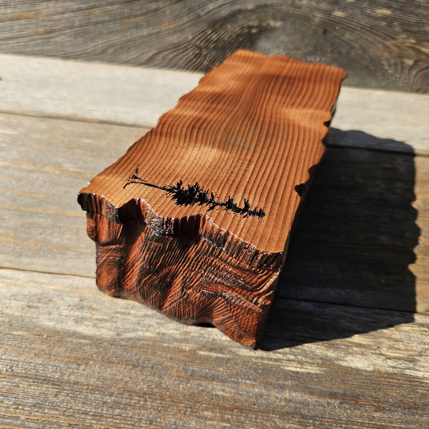 Wood Valet Box Curly Redwood Tree Engraved Rustic Handmade CA Storage #605 Handcrafted Christmas Gift Engagement Gift for Men Jewelry