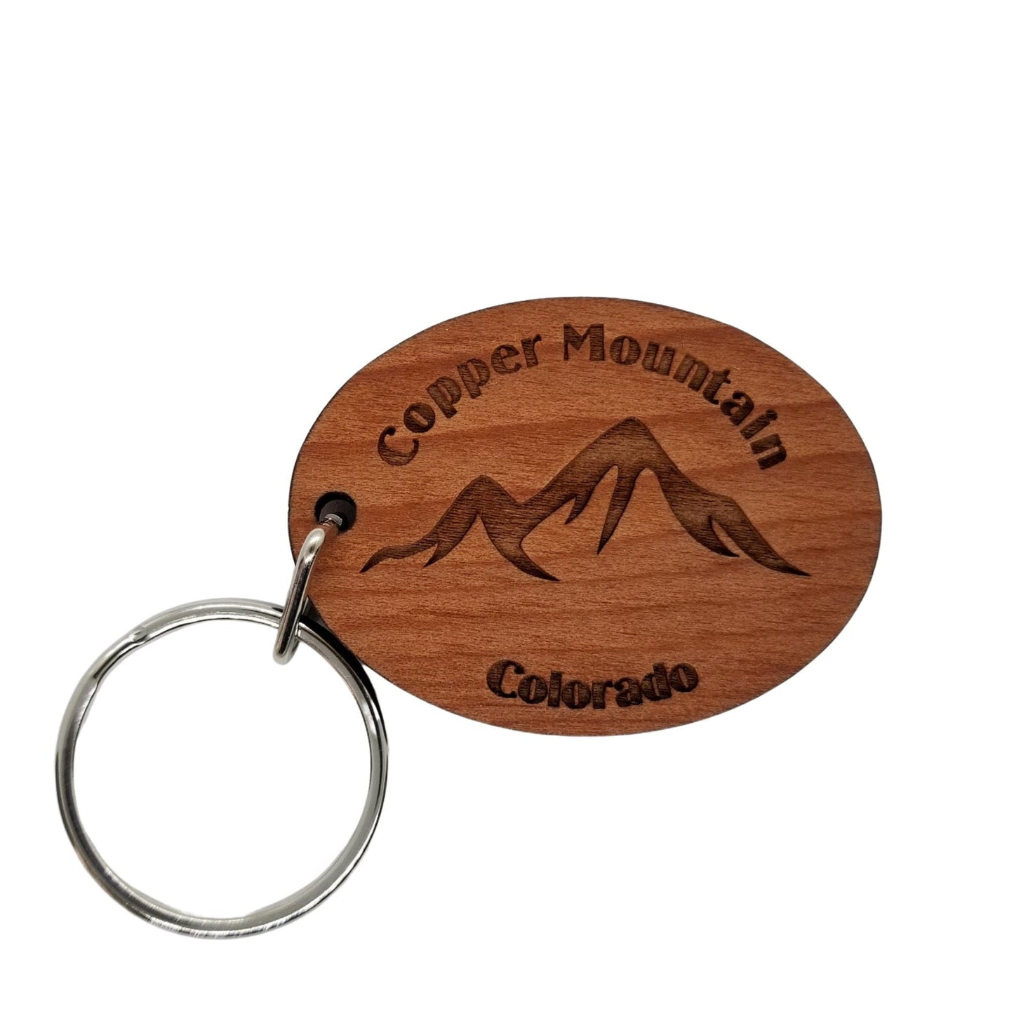 Wholesale Copper Mountain Keychain Colorado Mountains Handmade Wood Keyring Souvenir CO Ski Resort Skiing