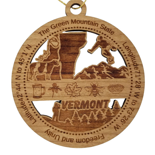 Wholesale Vermont Wood Ornament - VT Souvenir - Handmade In The USA