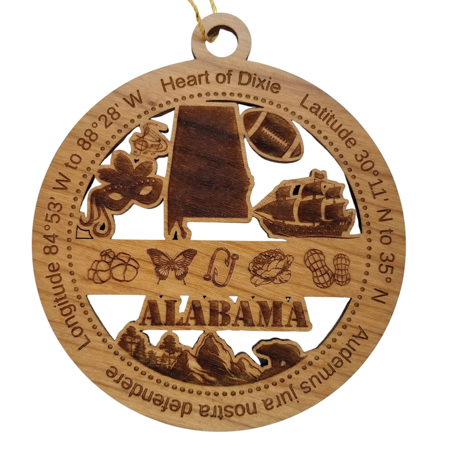 Wholesale Alabama Wood Ornament -  AL Souvenir  - Handmade Wood Souvenir