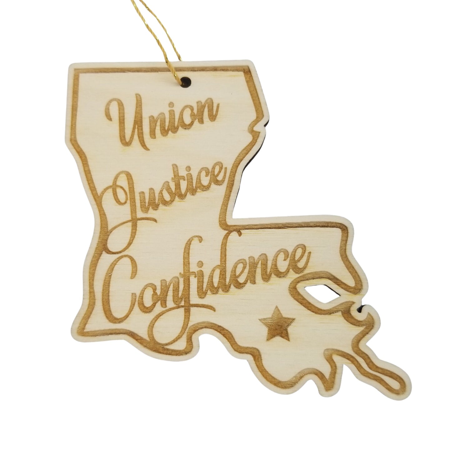 Wholesale Louisiana Wood Ornament -  LA State Shape with State Motto Souvenir