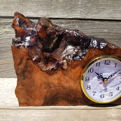 Redwood Wood Clock Redwood Burl Clock Table Shelf Mantle Desk Office #644 Sitting Wood Red Wood Anniversary Gift