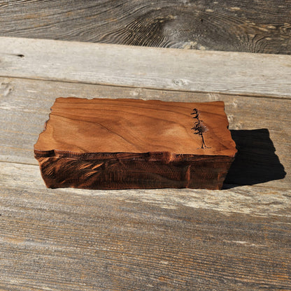 Handmade Wood Box with Redwood Tree Engraved Rustic Handmade #607 California Redwood Jewelry Box Storage Box