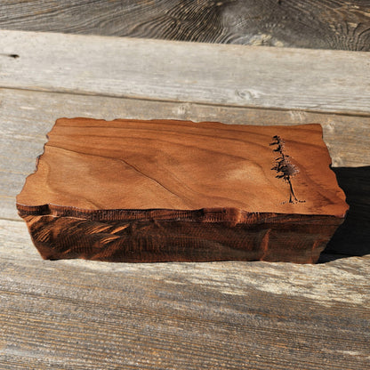 Handmade Wood Box with Redwood Tree Engraved Rustic Handmade #607 California Redwood Jewelry Box Storage Box